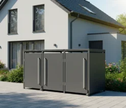 Mülltonnenbox mit Trethebel für 3 Mülltonnen á 240 l