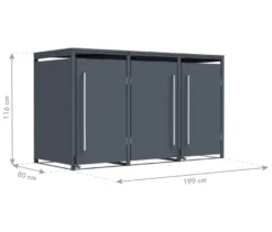 Mülltonnenbox mit Trethebel für 3 Mülltonnen á 240 l