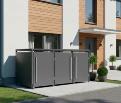 Mülltonnenbox mit Trethebel für 3 Mülltonnen á 240 l