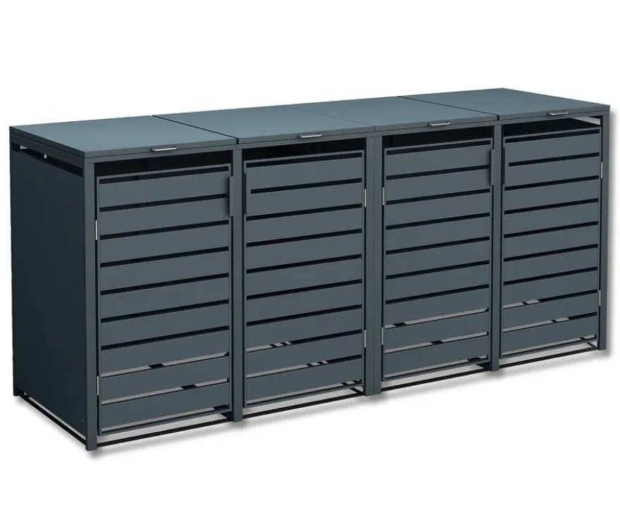 Mülltonnenbox, Stahl, 4er