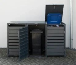 Mülltonnenbox, Stahl, 3er