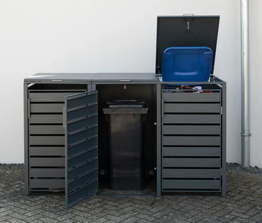 Mülltonnenbox, Stahl, 3er