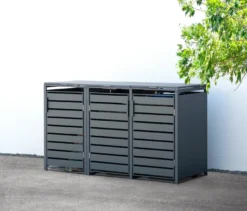 Mülltonnenbox, Stahl, 3er
