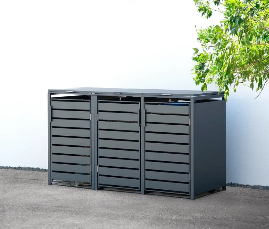 Mülltonnenbox, Stahl, 3er