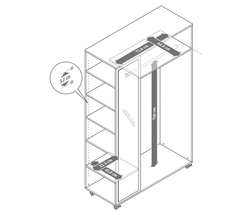Mobile Spiegelschrank-Garderobe