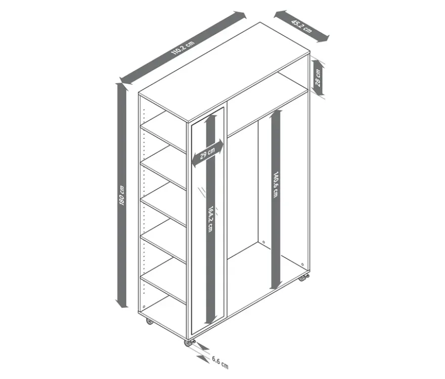 Mobile Spiegelschrank-Garderobe