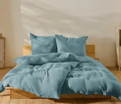 Musselin-Bettwäsche, blau, Normalgröße