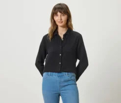Musselin-Bluse, schwarz