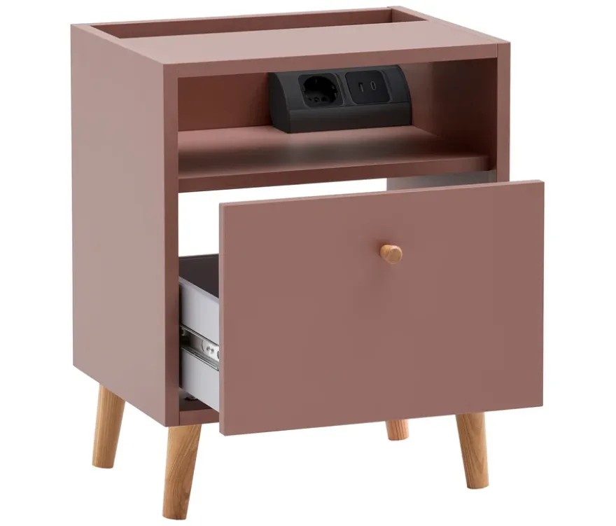 Nachttisch »Bjarne« mit Ladefunktion, mauve
