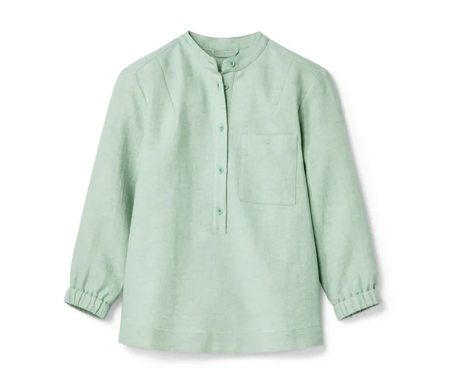 NAH/STUDIO Bluse | Baumwoll-Leinen-Mix, caribbean, Sake