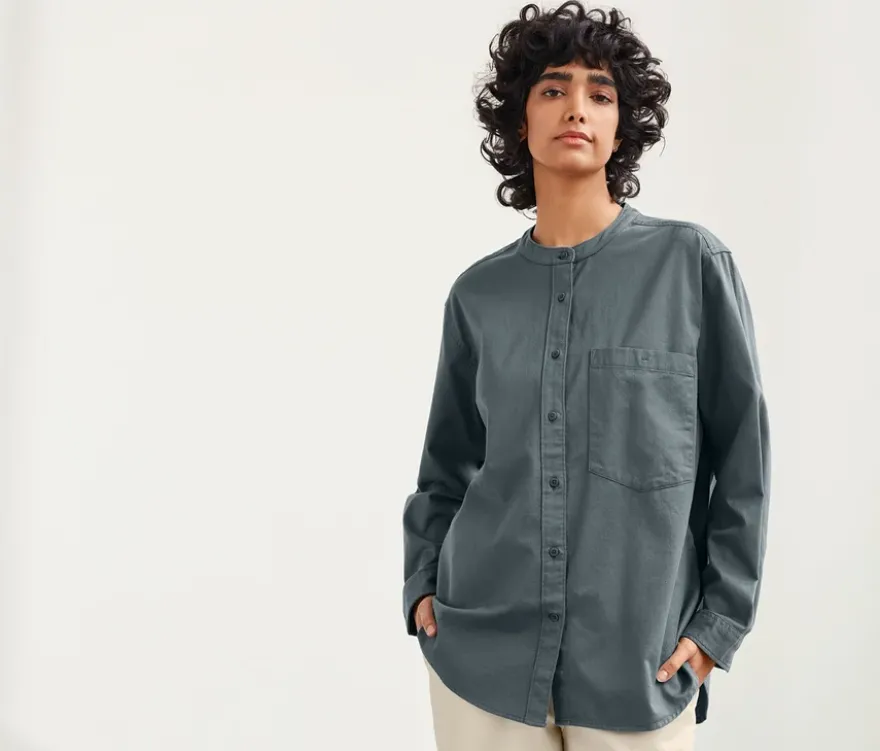 NAH/STUDIO Hemdbluse | Baumwolle, stone blue
