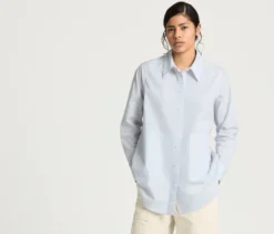 NAH/STUDIO Longbluse | Baumwolle, blau
