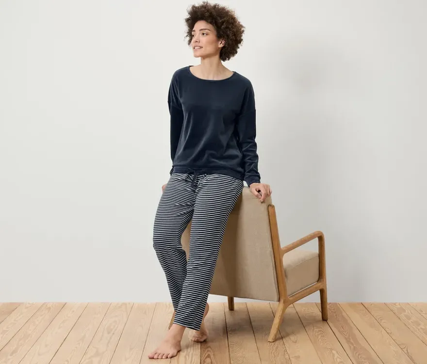 Nicki-Pyjama, blau gestreift