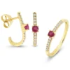 Ohrstecker 585 Gold, Diamanten und Rubine