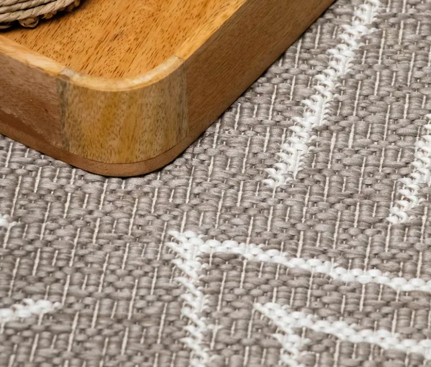 Outdoor-Wende-Teppich »Leaves«, taupe, Ø 160 cm