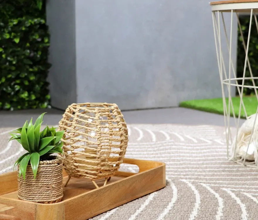Outdoor-Wende-Teppich »Leaves«, taupe, Ø 160 cm
