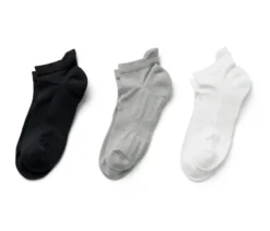 3 Paar Funktions-Sportsocken, schwarz/weiß/grau
