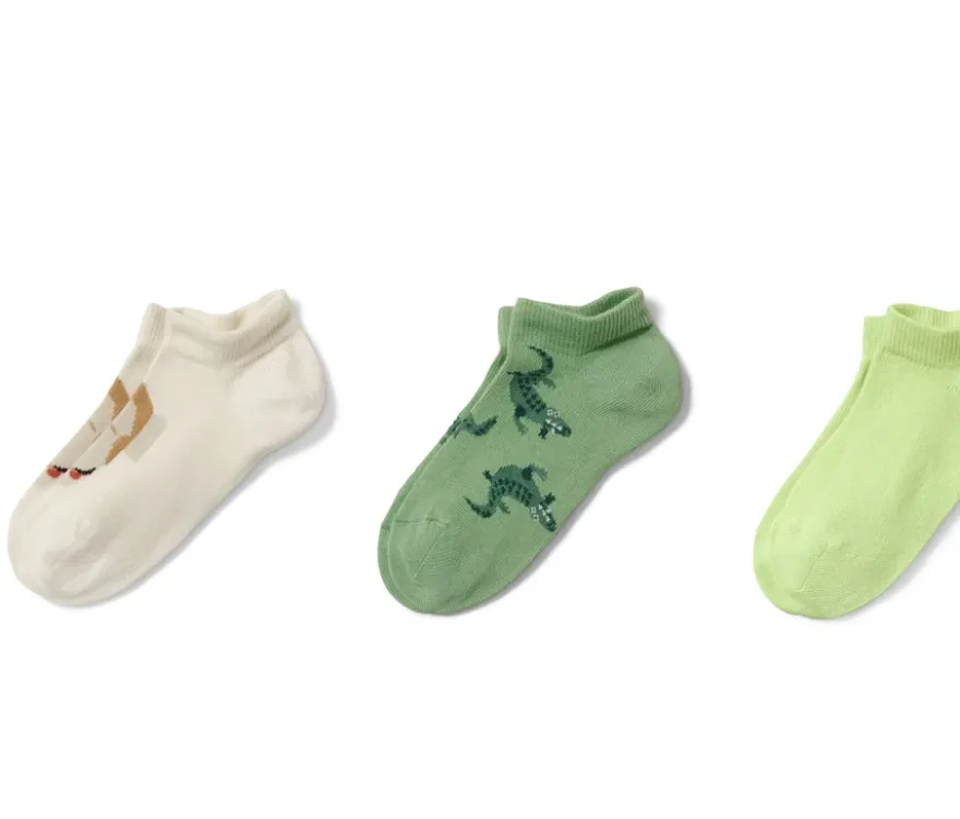 3 Paar Kinder-Sneakersocken, Tiere