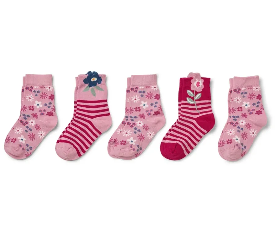 5 Paar Kinder-Socken, Blumen