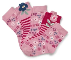 5 Paar Kinder-Socken, Blumen