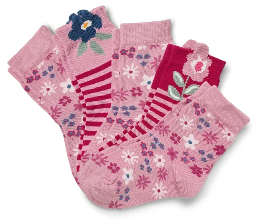 5 Paar Kinder-Socken, Blumen