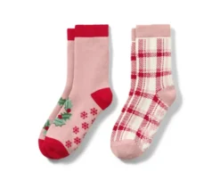 2 Paar Kleinkinder-Antirutsch-Socken mit Herz-Jacquard