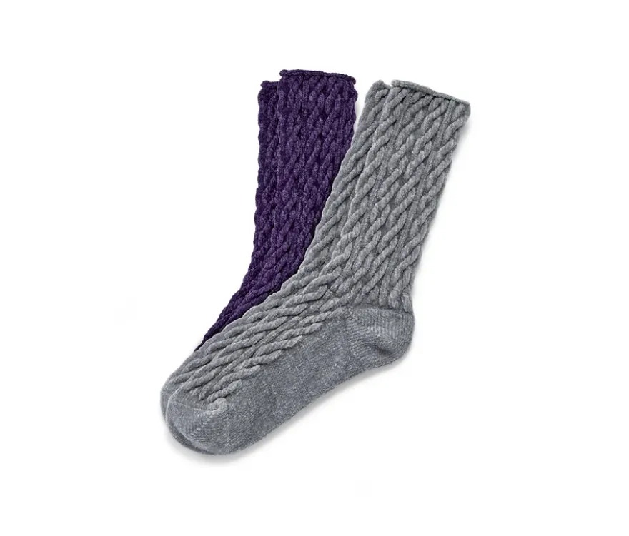 2 Paar Kuschelsocken mit Zopfmuster