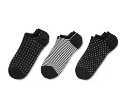 3 Paar Sneakersocken, schwarz-weiß