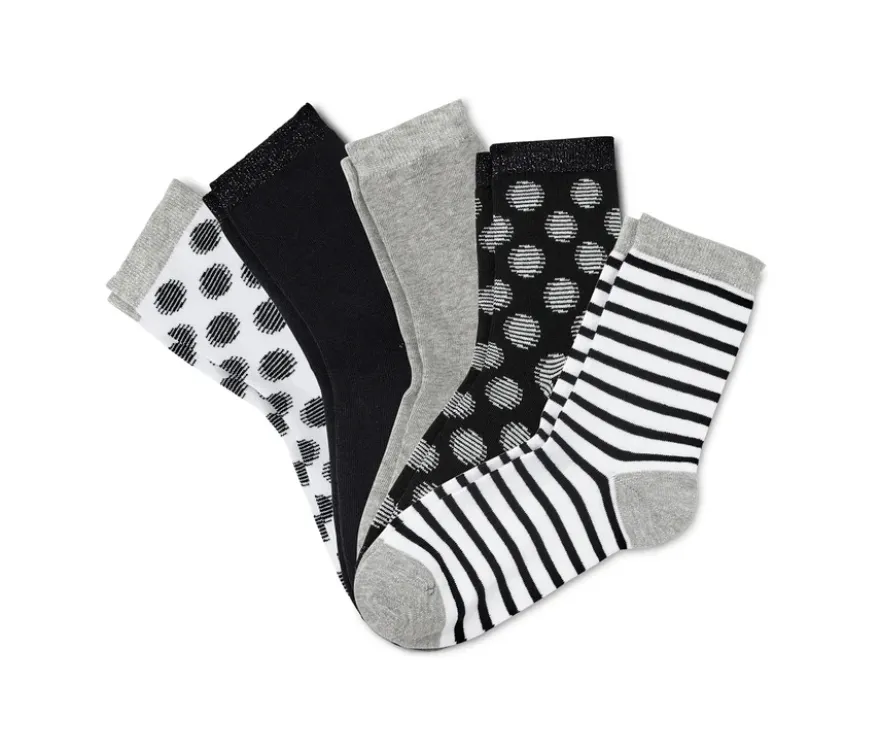 5 Paar Socken, mit Glitzergarn