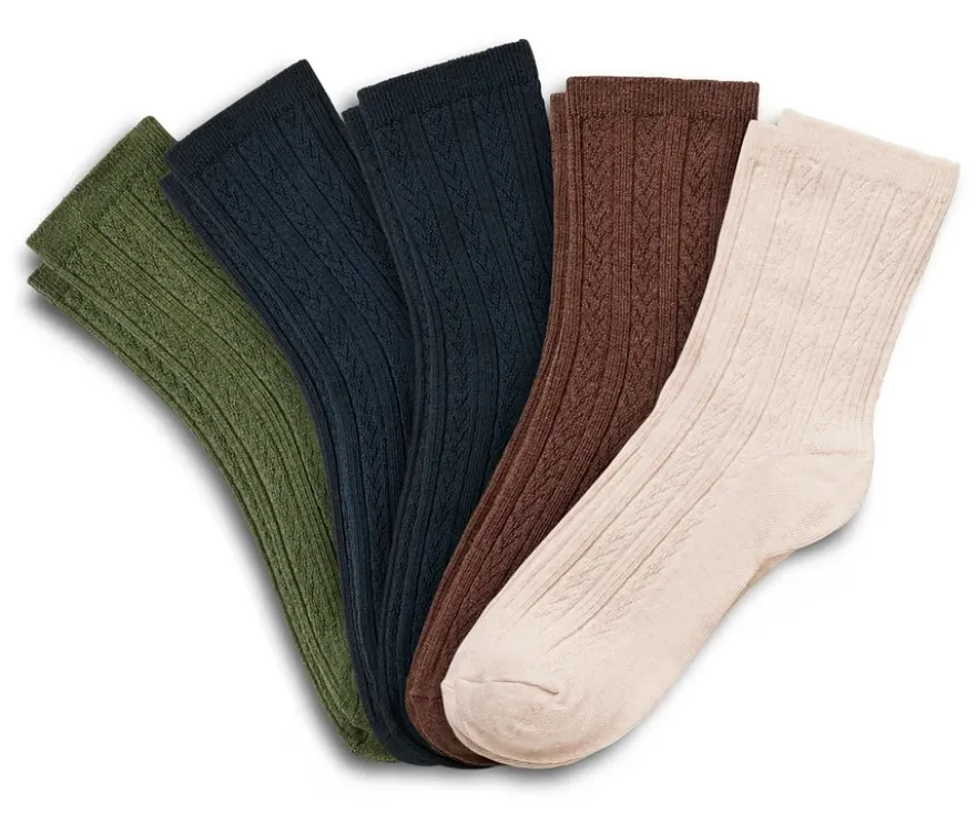 5 Paar Socken mit Zopfmuster