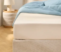 Perkal-Spannbettlaken, beige, Normalgröße