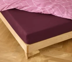 Perkal-Spannbettlaken, bordeauxrot, Doppelgröße