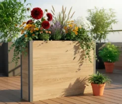 Pflanzkasten mit Einlegeboden, Holzoptik, Höhe ca. 77cm