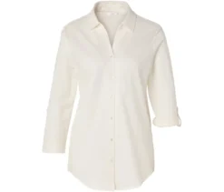 Piqué-Jerseybluse, creme