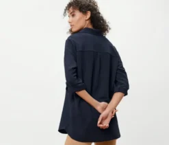 Piqué-Jerseybluse, dunkelblau