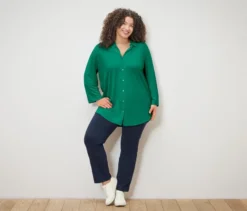 Piqué-Jerseybluse, grün