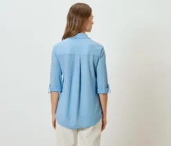 Piqué-Jerseybluse, hellblau