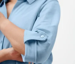 Piqué-Jerseybluse, hellblau