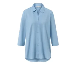 Piqué-Jerseybluse, hellblau