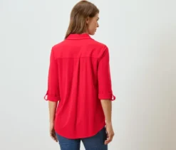 Piqué-Jerseybluse, rot