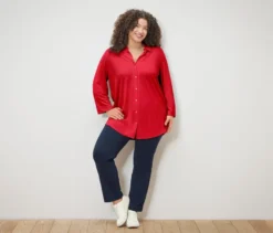 Piqué-Jerseybluse, rot