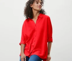 Piqué-Jerseybluse, rot