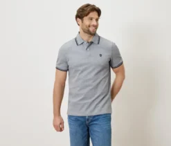 Piqué-Poloshirt, grau meliert
