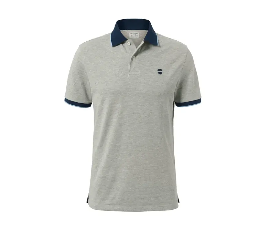 Piqué-Poloshirt, grau meliert