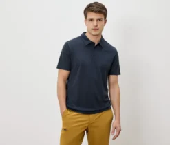 Poloshirt mit Merinowolle, navy