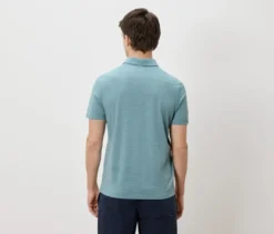 Poloshirt mit Merinowolle, türkis meliert
