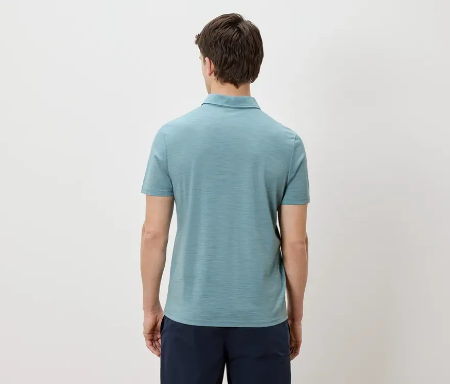 Poloshirt mit Merinowolle, türkis meliert