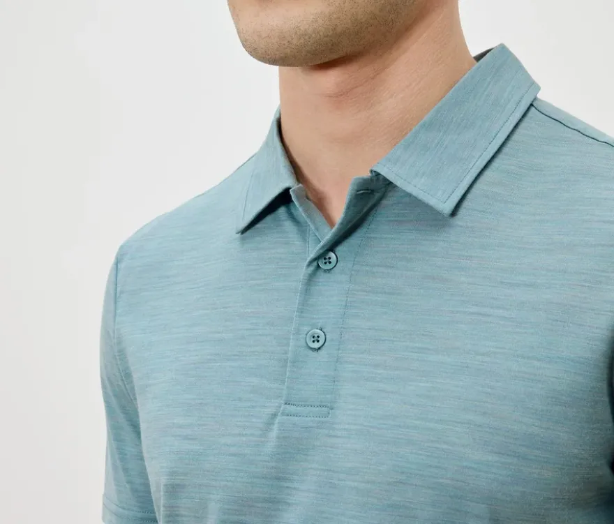 Poloshirt mit Merinowolle, türkis meliert