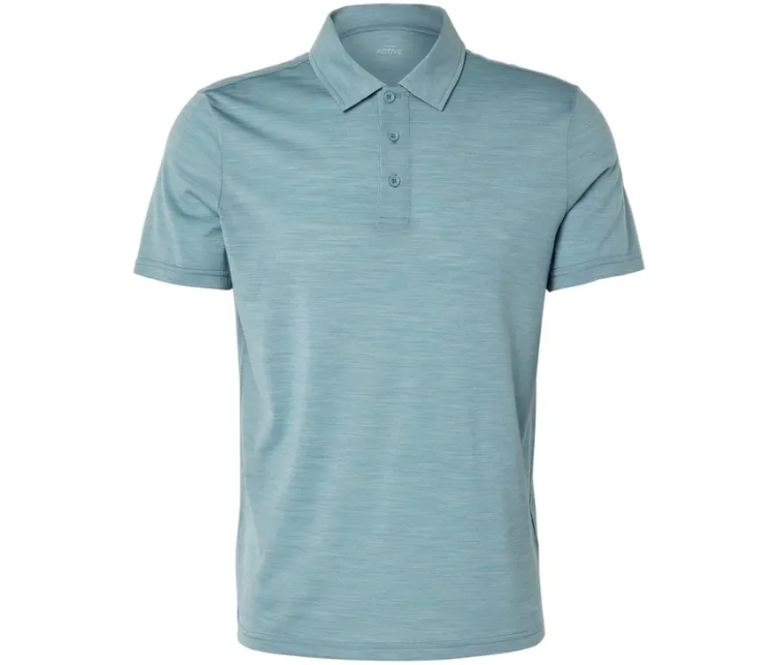 Poloshirt mit Merinowolle, türkis meliert