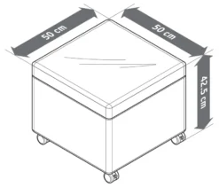 Pouf mit Rollen und Tablett